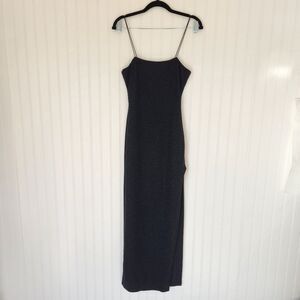ADIKA Black Side Slit Bodysuit Maxi Dress size Small